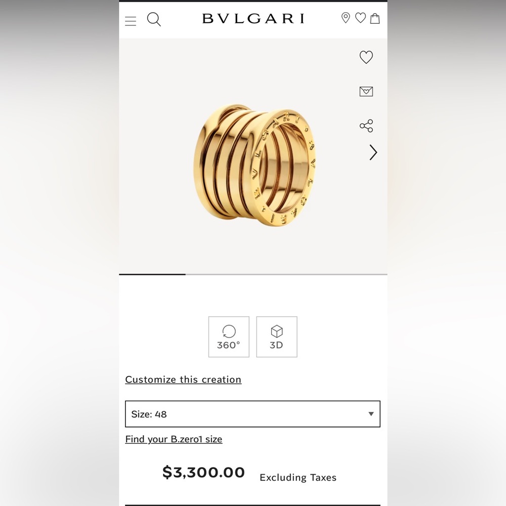 Bvlgari zero ring 3 rows 18k yellow gold